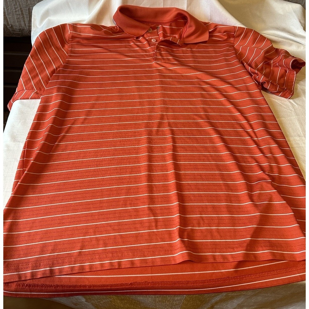 Champion Shirt Men's XL Golf Polo Stretchy Performance Orange Stripe Collar‎